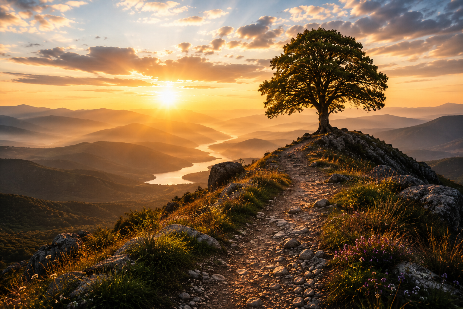 A contemplative landscape in warm light